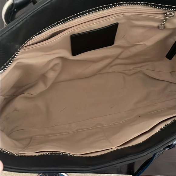 Coach Black Leather pebbled Small Medium Tote Bag - Picture 9 of 11